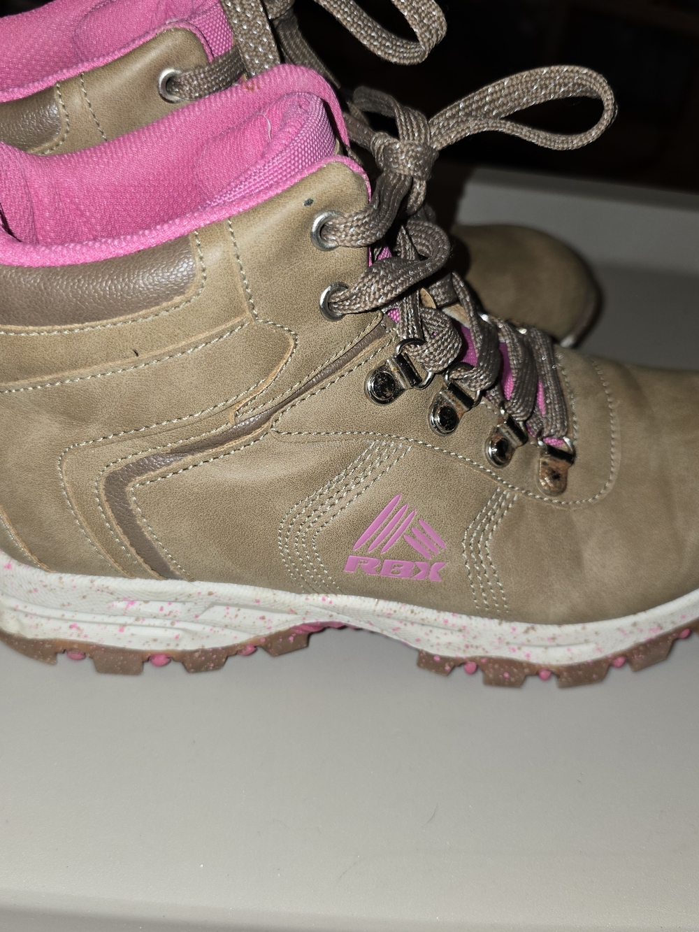 RBX Women's Tan Hiking Boots with Pink Accents Size 7.5 - GUC